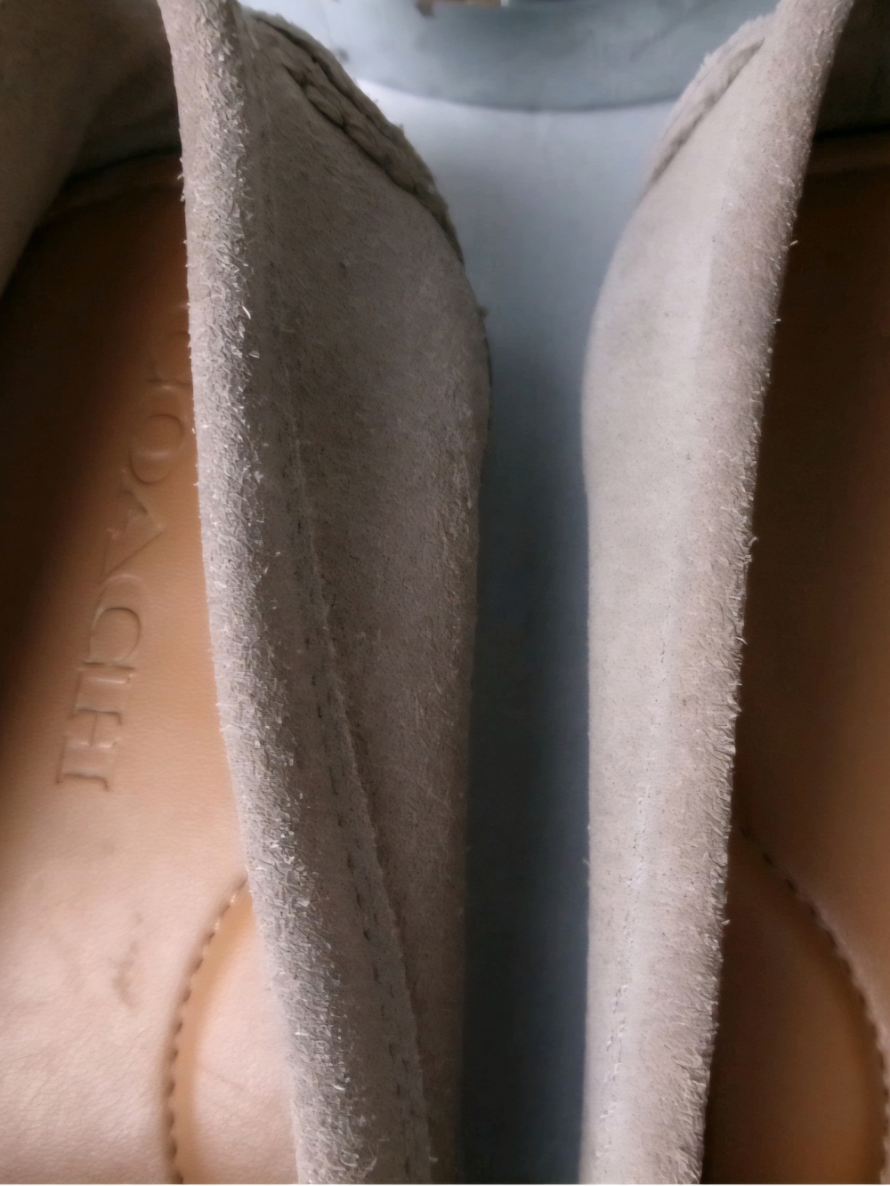 COACH Women's Suede Loafers in Taupe Slip On Flats Size 6 - Picture 6 of 8